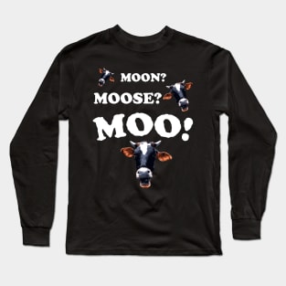 Cow Costume Funny Moo Halloween Long Sleeve T-Shirt